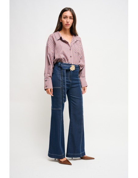 Calças Palazzo em Ganga com Cinto Maryley