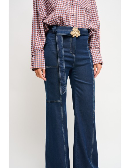 Calças Palazzo em Ganga com Cinto Maryley