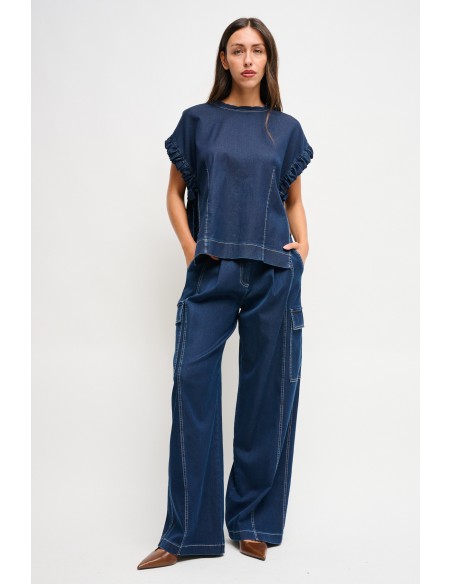 Calças em ganga com cinto Maryley