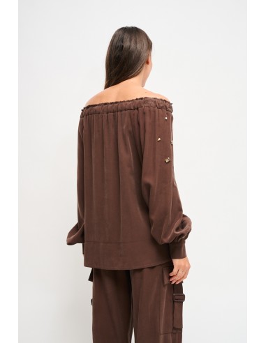 Top em Viscose com Decote Barco e Strass Maryley