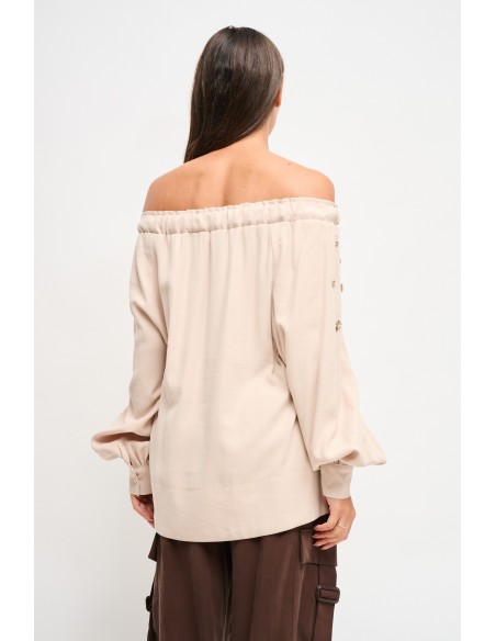 Top em viscose com decote barco e strass Maryley