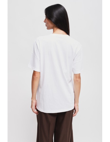T-shirt em algodão com estampa e strass Maryley