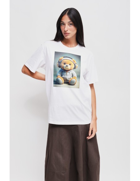 T-shirt de algodão com estampa de ursinho Maryley