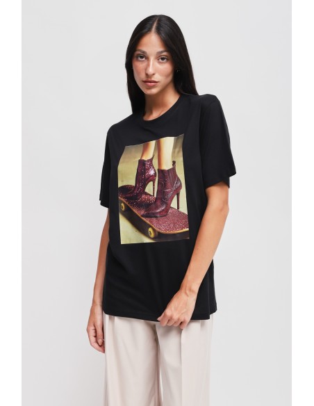 T-shirt casual chique em algodão com estampa Maryley