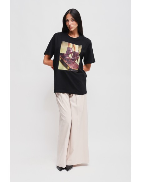 T-Shirt casual chique em algodão com estampa Maryley