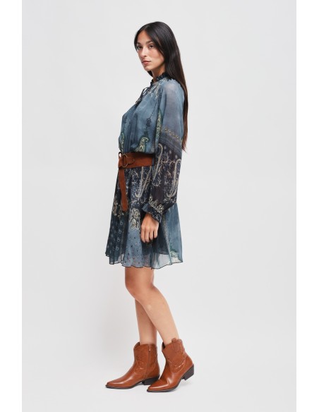 Vestido Curto Estampado em Viscose Maryley