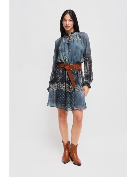 Vestido curto estampado em viscose Maryley