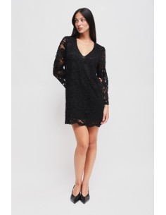 Vestido Curto de Manga Comprida em Renda Maryley