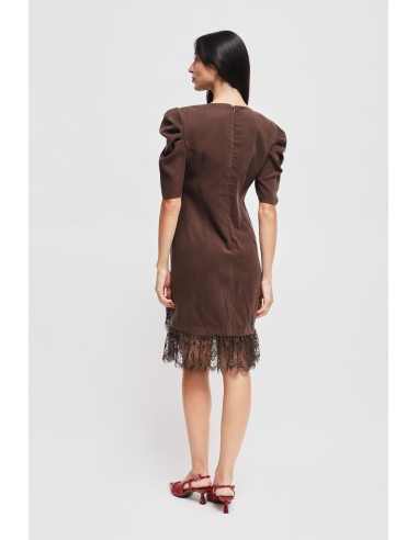 Vestido Curto Drapeado Com Detalhe Em Renda Maryley