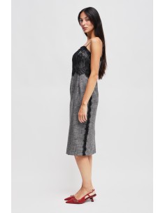 Tubinho em Príncipe de Gales com Micro-lantejoulas e Renda Maryley 2