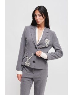 Blazer com aplicações de strass Maryley
