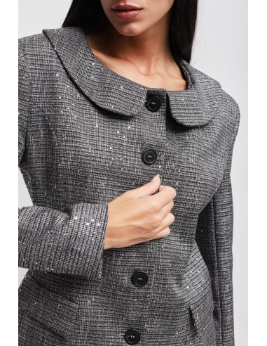 Blazer em Príncipe de Gales com micro lantejoulas Maryley