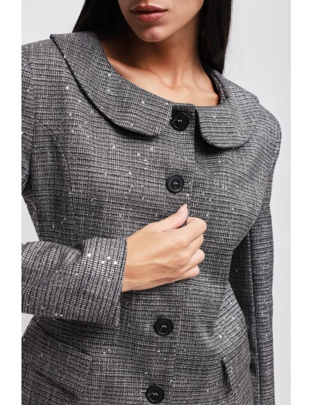 Blazer em Príncipe de Gales com micro lantejoulas Maryley