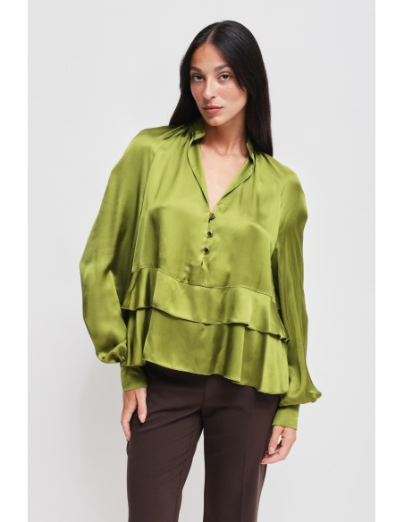Blusa em viscose com folhos Maryley
