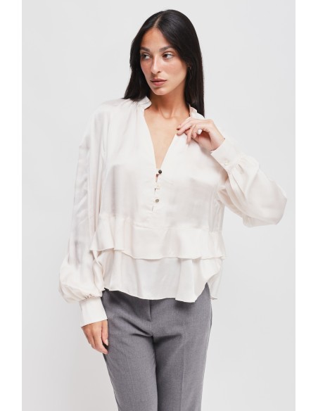 Blusa em viscose com folhos Maryley