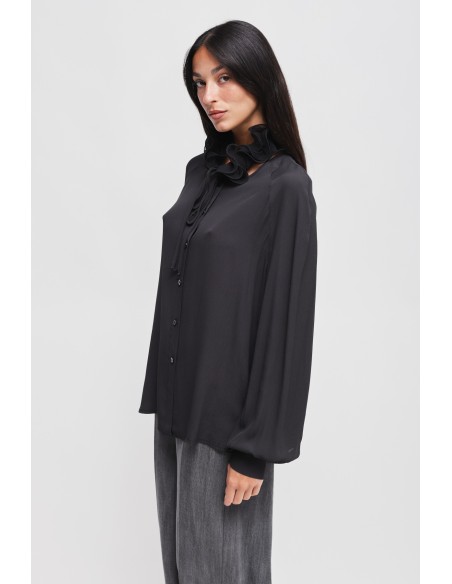 Camisa Em Viscose Com Colarinho Vitoriano Maryley