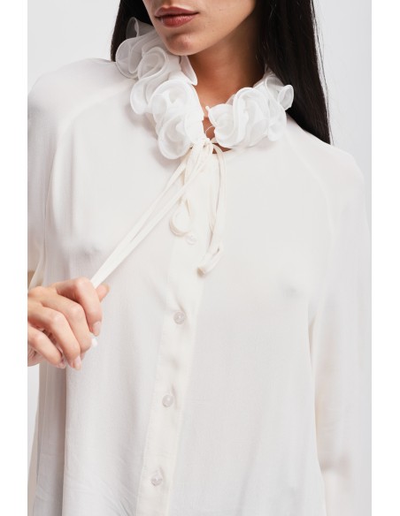 Camisa Em Viscose Com Colarinho Vitoriano Maryley