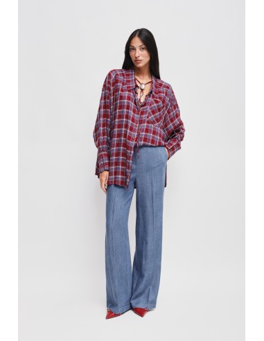 Camisa Xadrez Oversize em Viscose Maryley