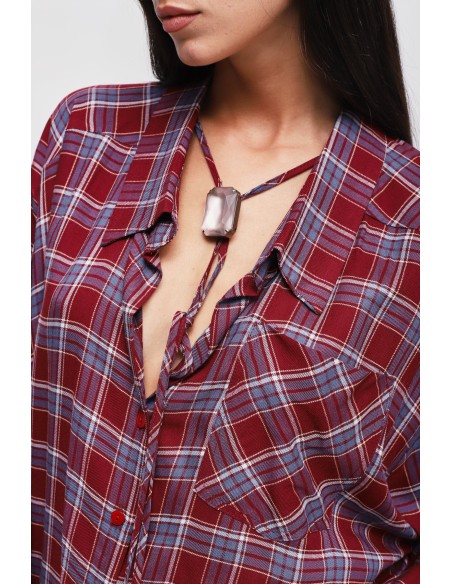 Camisa xadrez oversize em viscose Maryley