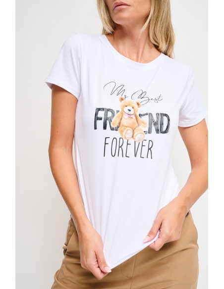 T-shirt em algodão com estampa de ursinho Maryley