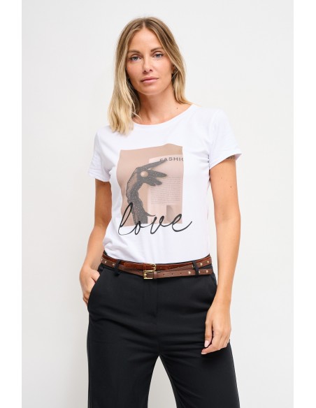 T-shirt em algodão com estampado Maryley