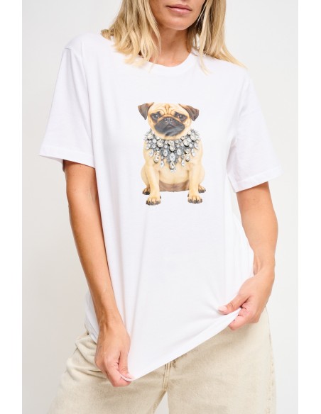 T-shirt de algodão com estampado e strass Maryley