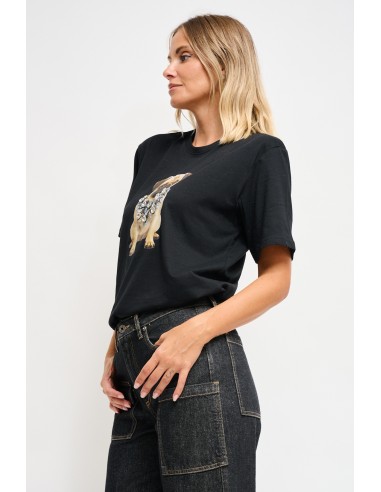 T-shirt em algodão com estampa e strass Maryley
