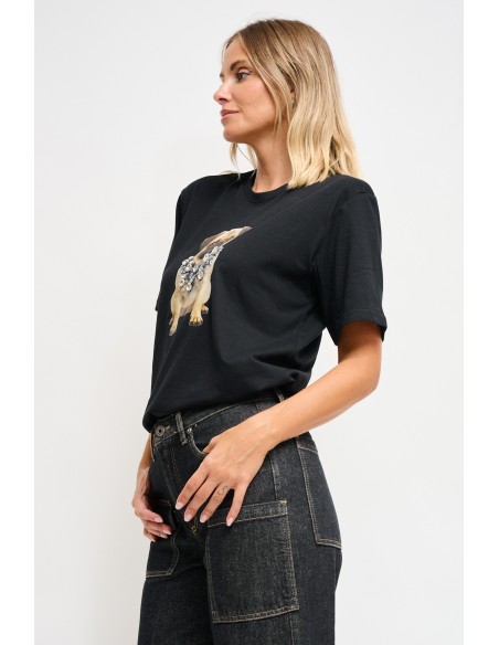 T-shirt em algodão com estampa e strass Maryley