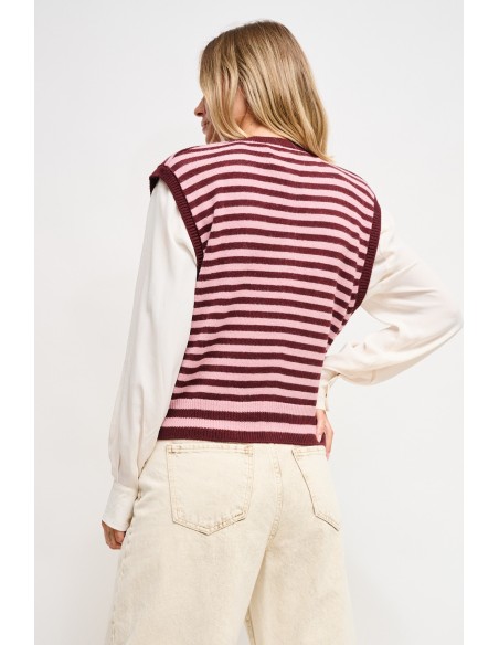 Colete em malha a riscas Maryley