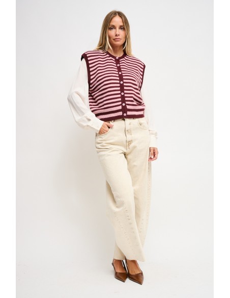 Colete em malha às riscas Maryley