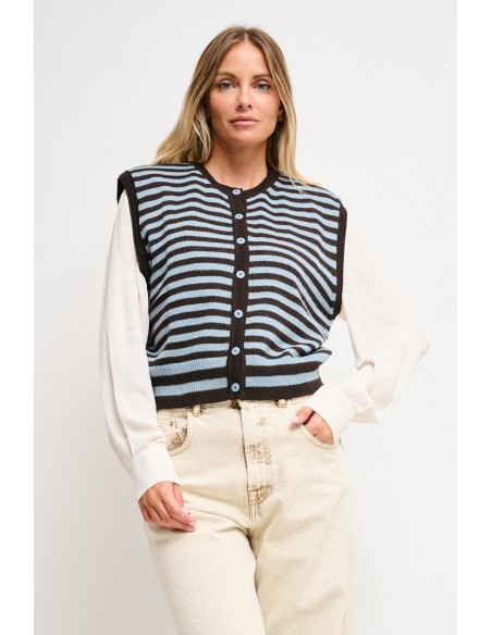 Colete Em Malha Às Riscas Maryley