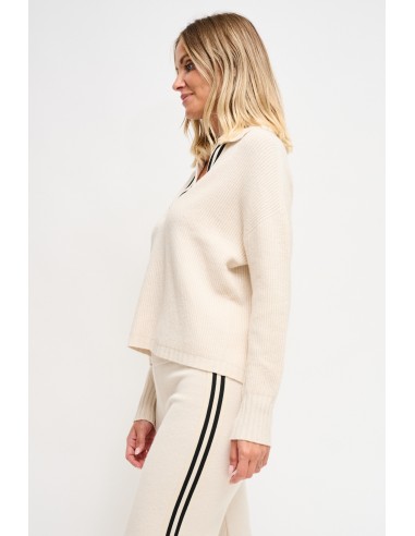 Polo em malha com faixa lateral Maryley