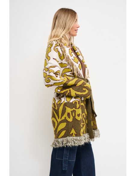 Cardigã Estampado com Faixa Maryley