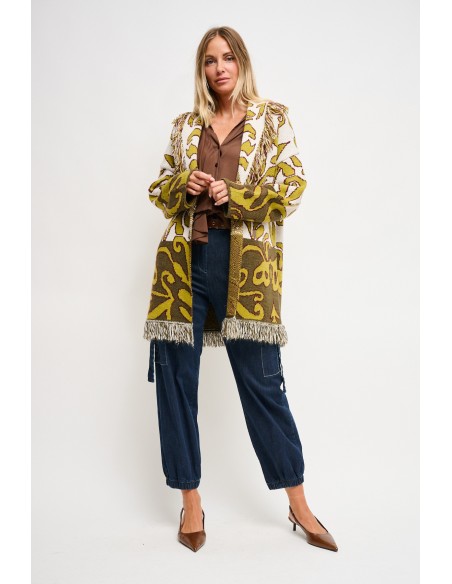 Cardigan estampado com faixa Maryley