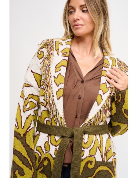 Cardigan Estampado com Faixa Maryley