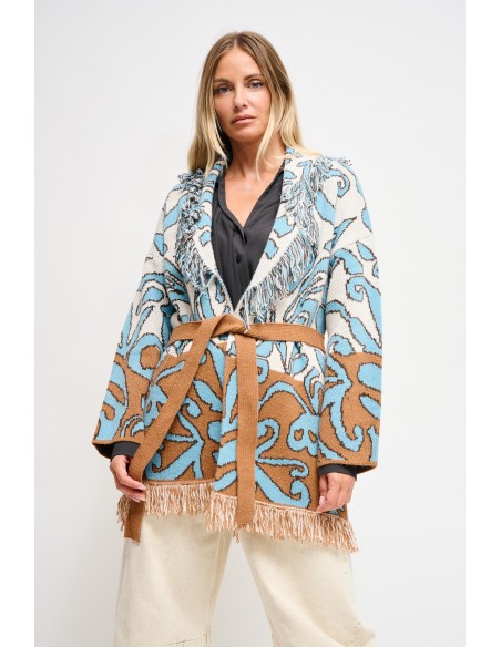 Cardigan estampado com faixa Maryley