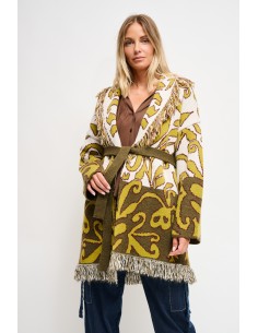 Cardigã estampado com faixa Maryley