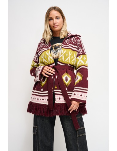 Cardigan com padrão geométrico e faixa Maryley