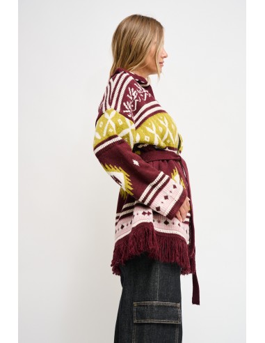 Cardigan com estampa geométrica e faixa Maryley