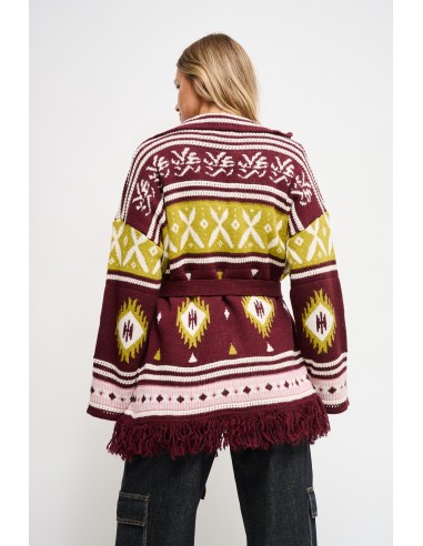 Cardigan com padrão geométrico e faixa Maryley