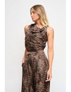 Top leopardo em viscose com decote drapeado Maryley 2