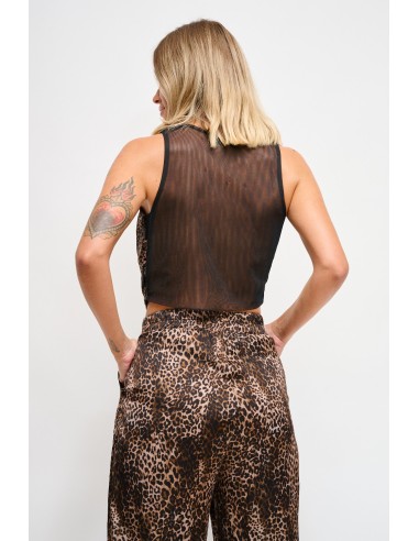 Top leopardo em viscose com decote drapeado Maryley