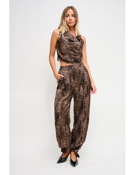 Calças com estampado de leopardo em viscose Maryley