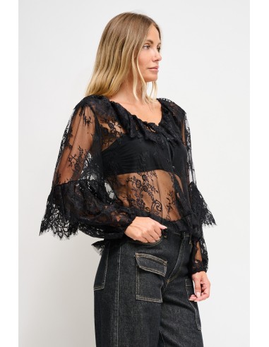 Camisa de Renda com Folhos Maryley