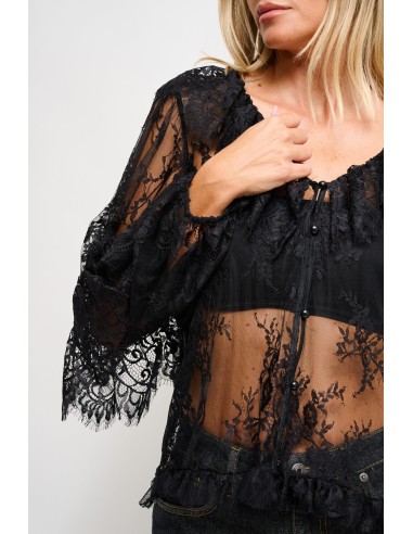 Camisa de renda com folhos Maryley
