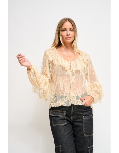 Camisa de renda com folhos Maryley