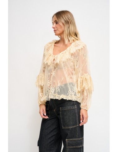 Camisa de renda com folhos Maryley