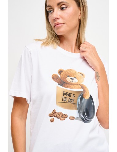 T-shirt com estampa de ursinho café Maryley
