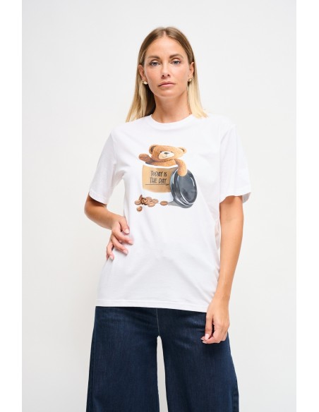 T-shirt com estampa de ursinho café Maryley
