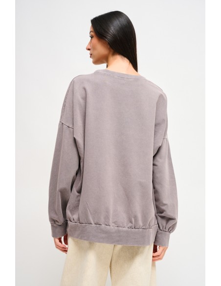 Sweatshirt em algodão com estampa e strass Maryley